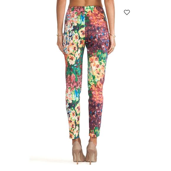 Revolve Casper & Pearl Sophmore Pants Floral Skinny Leg Sheer Front Artsy Fun - Picture 4 of 11